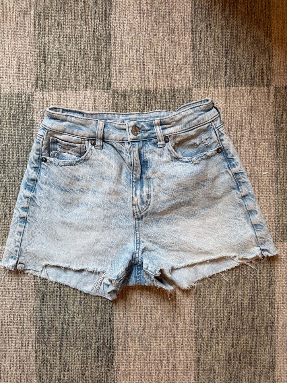 American Eagle Outfitters Light Blue Distressed Denim Shorts